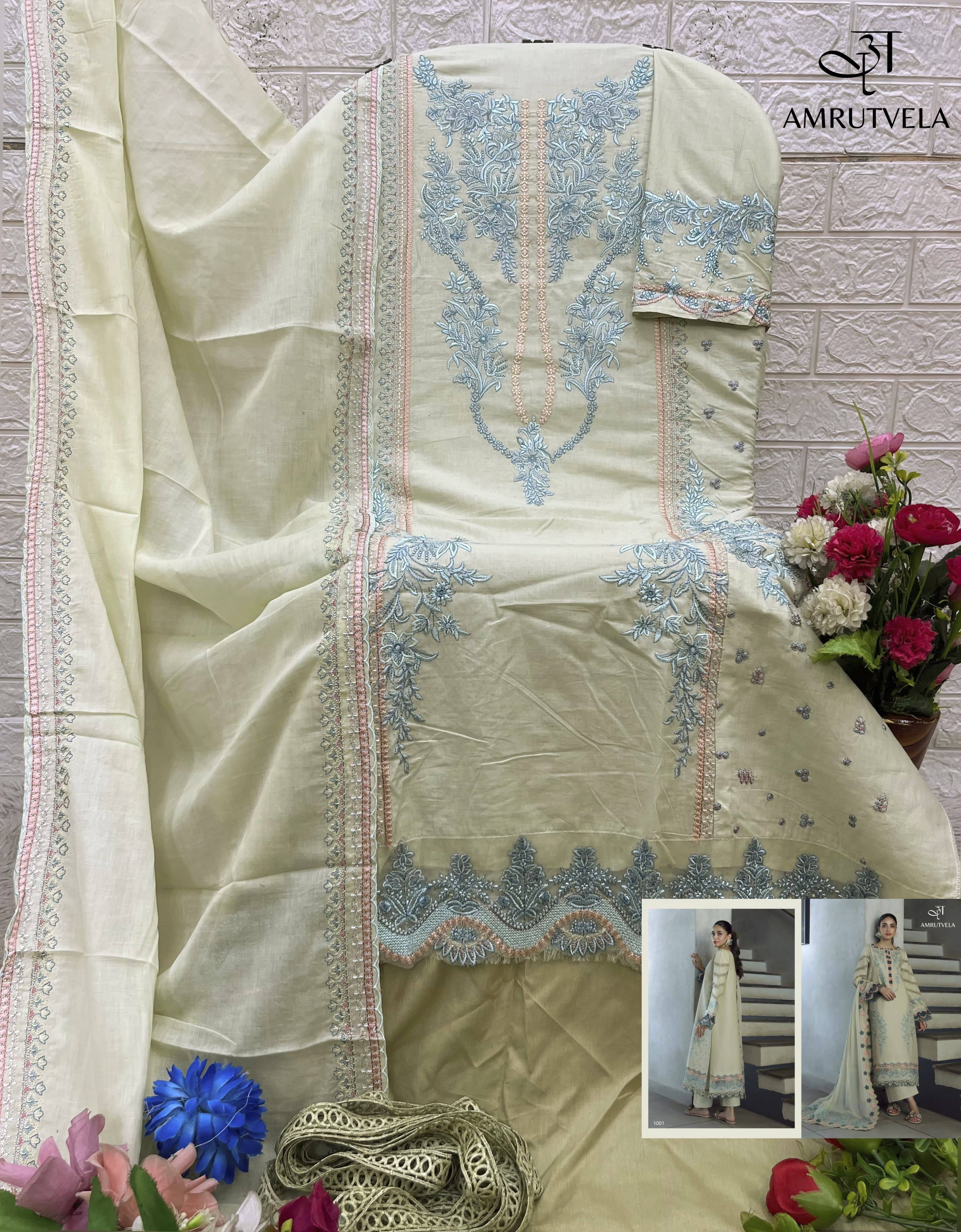  Ombre classic heavy embroidery duppta collection BY AMRUTVELA TEXTILE 1001 TO 1004 SERIES Pakistani Stylish Embroidered pure cotton Dresses At Wholesale Price